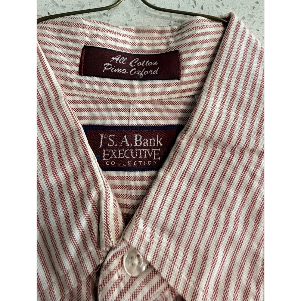 Vintage Jos A. Bank Striped Cotton Button Down Collar Shirt Size 16-35 - Picture 2 of 5
